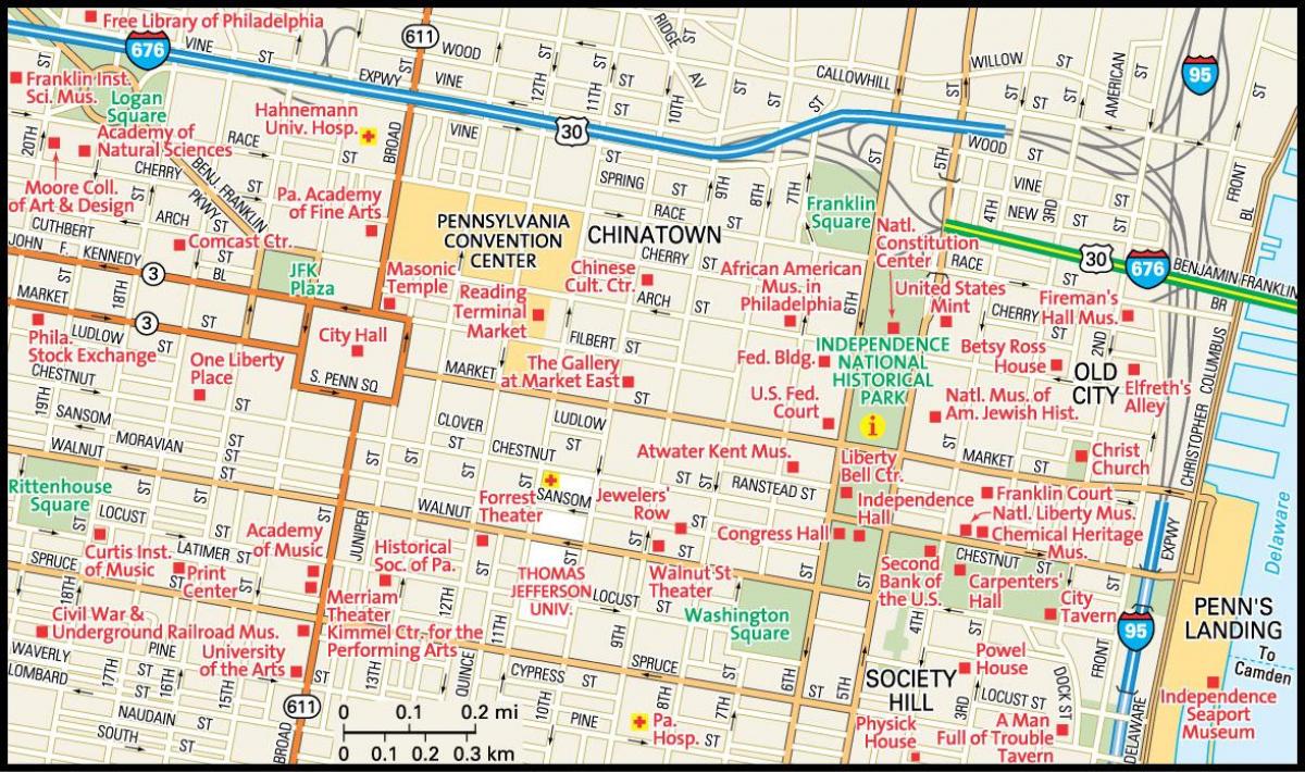 mapa erdigunera Philadelphia