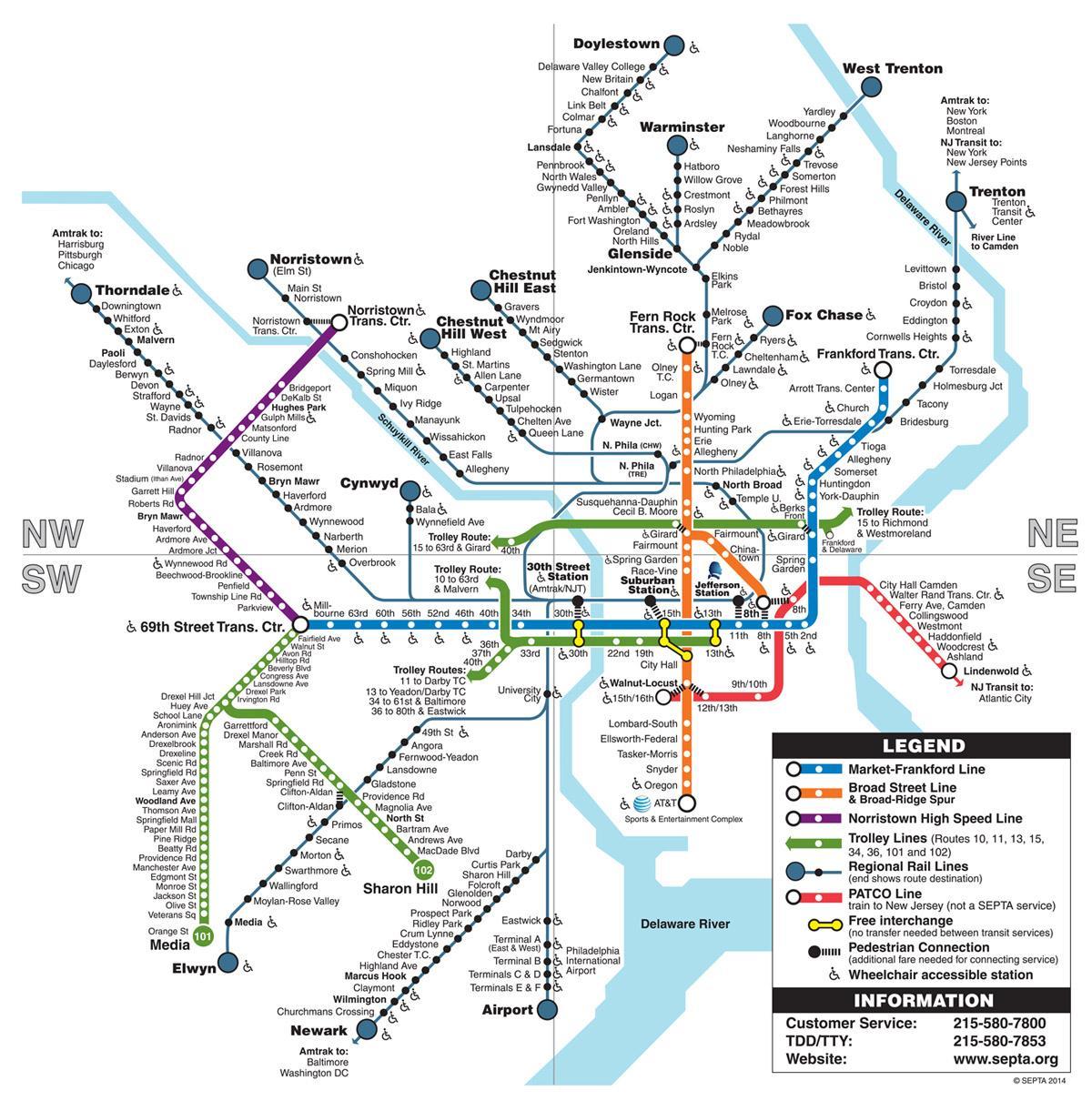 mapa Phila metroa