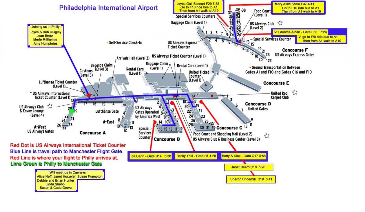 mapa Philadelphia aireportua