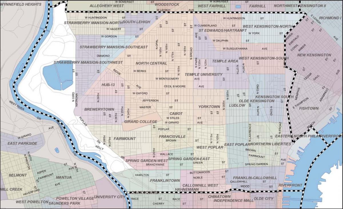 mapa Philadelphia badlands