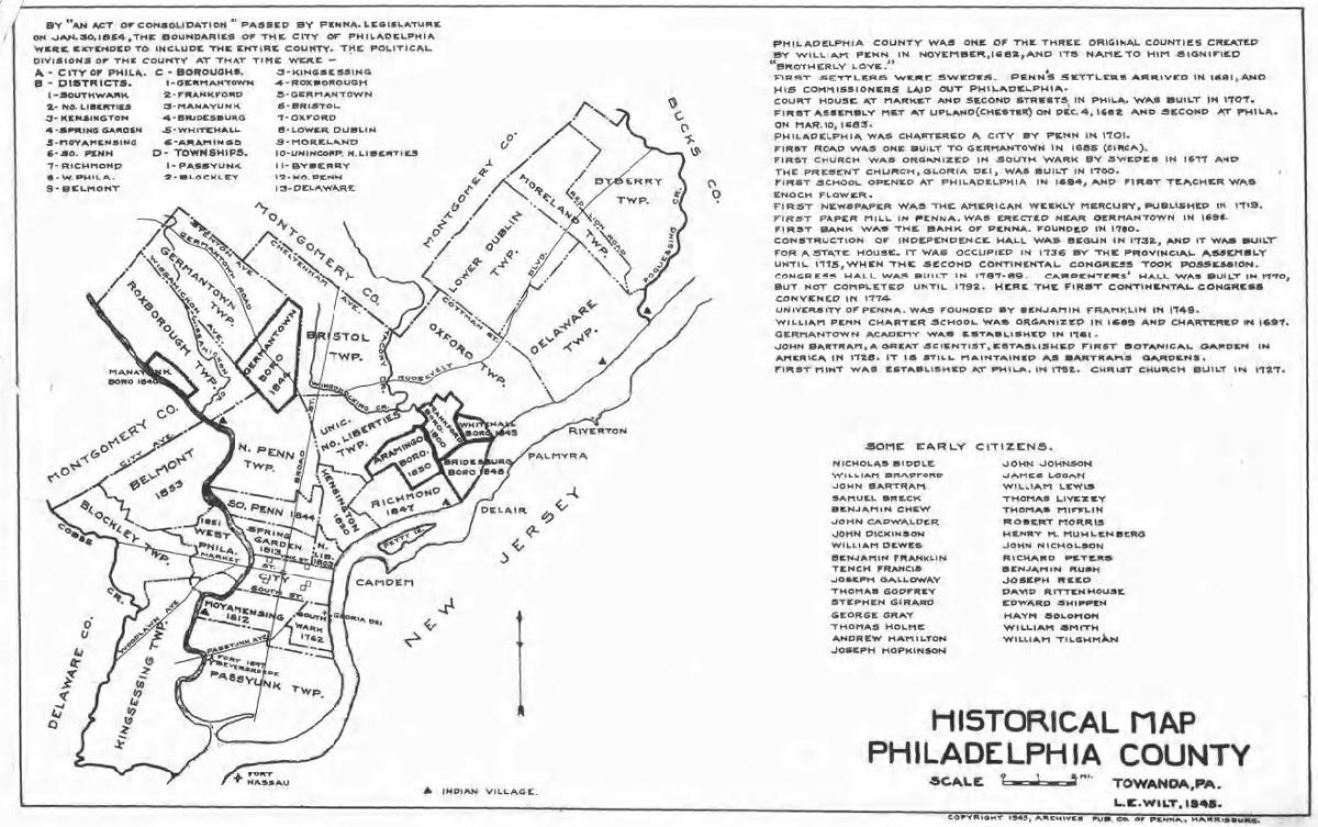Philadelphia eskualdeko mapa