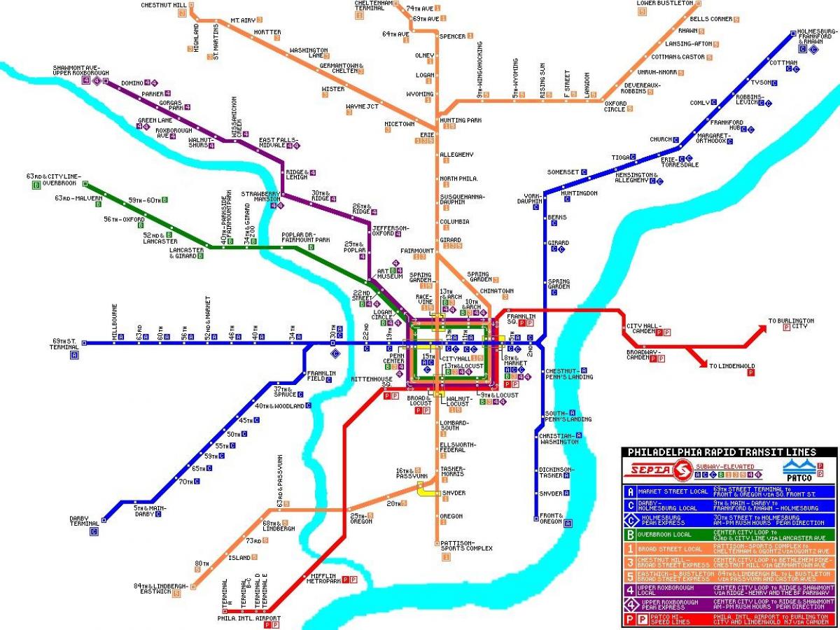 Philadelphia masa transito sistema mapa